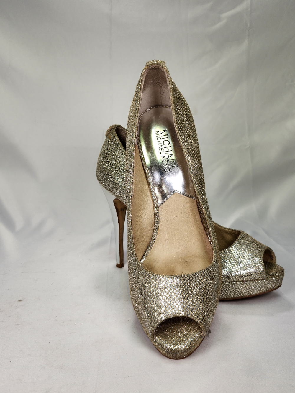 Michael Kors Sparkling Gold Peep-Toe Stiletto Heels